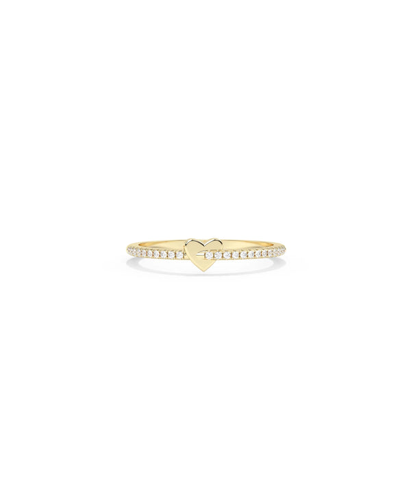 Gold Heart Shape Band Ring in yellow gold with diamond-adorned heart motif
