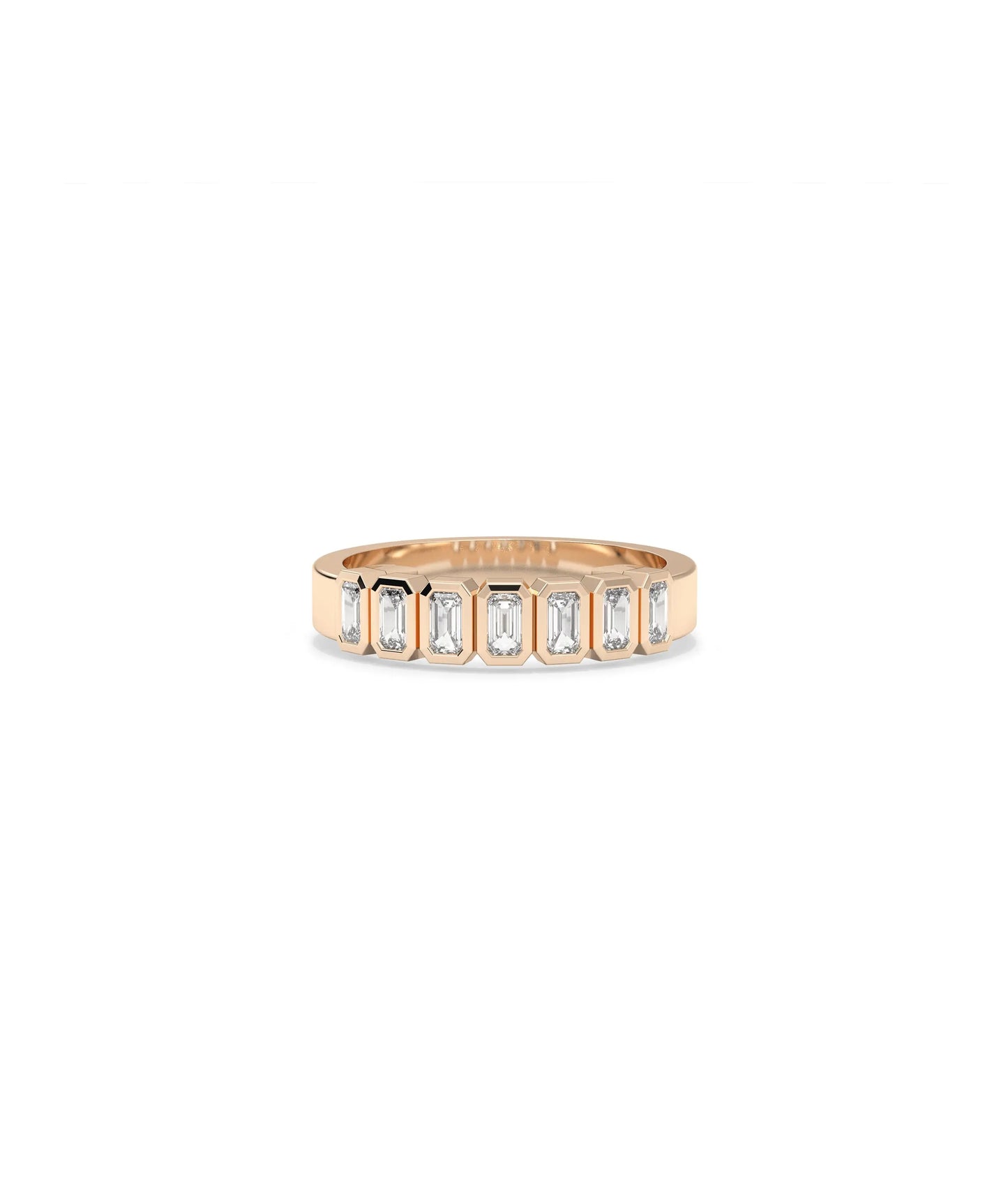 Rose gold Diamond Emerald Cut Band Ring with sophisticated geometric emerald cuts