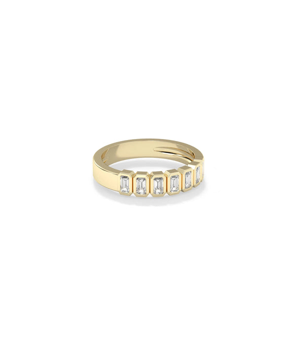Side profile Diamond Emerald Cut Band Ring showing substantial 4.50mm band width alternate view