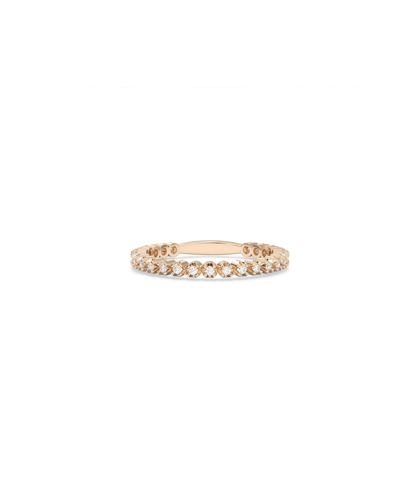 Rose gold Diamond Bezel Band Ring with modern smooth bezel settings and sparkle