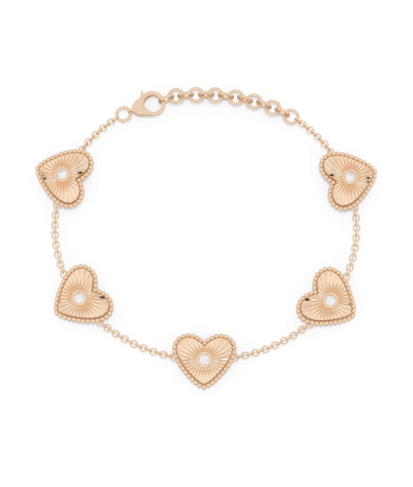 Diamond Heart Cable Link Chain Bracelet - 79e | Everyday 14K Gold Jewelry