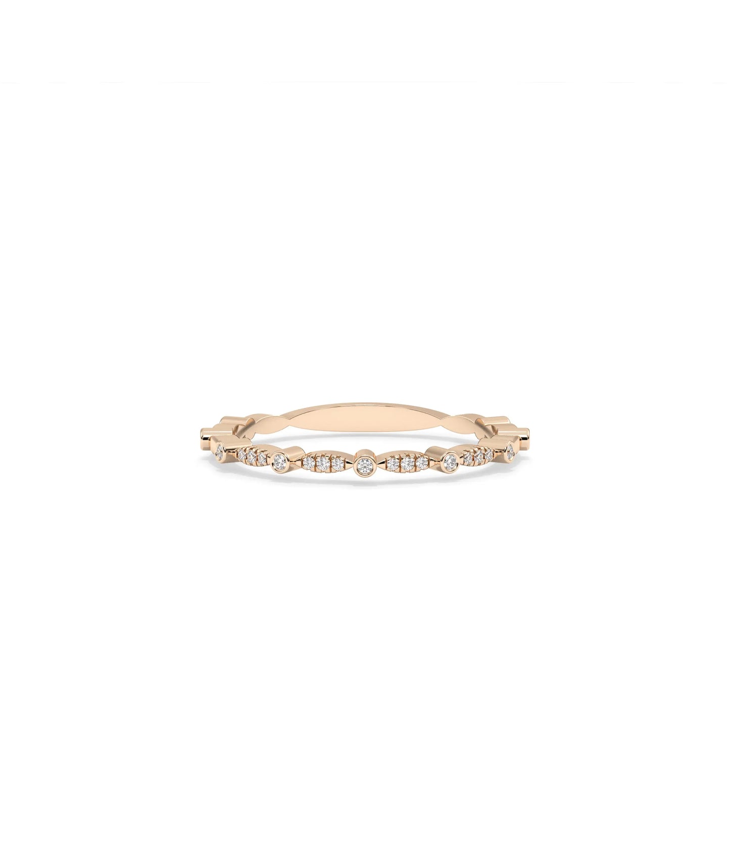 Rose gold Diamond Alternating Band Ring with sophisticated alternating diamond design