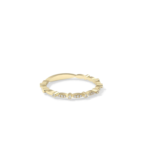 Side profile Diamond Alternating Band Ring showing delicate 1.9mm slender width alternate view