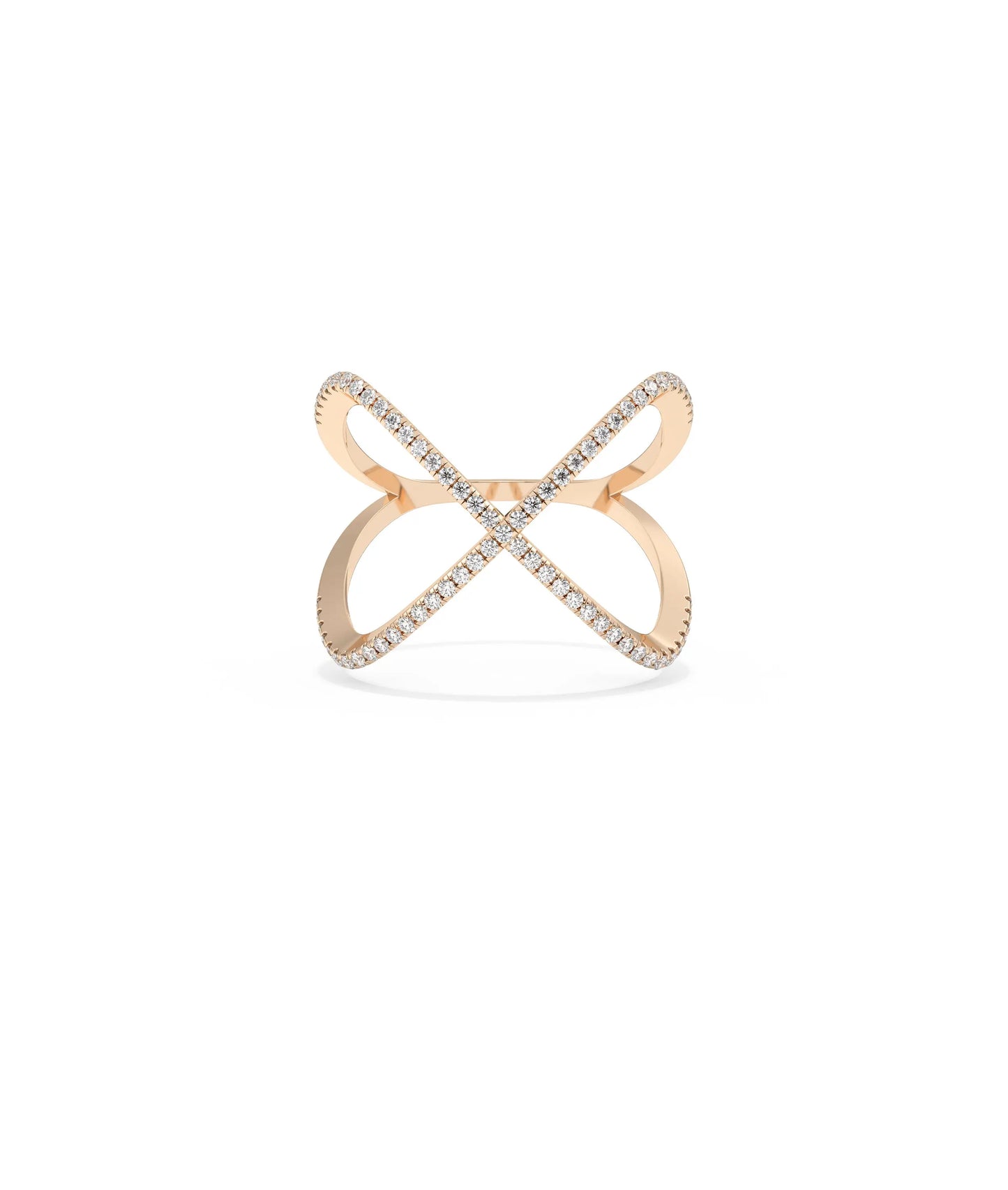 Rose gold Diamond Pave Cross Ring with elegant pave diamond faith symbol