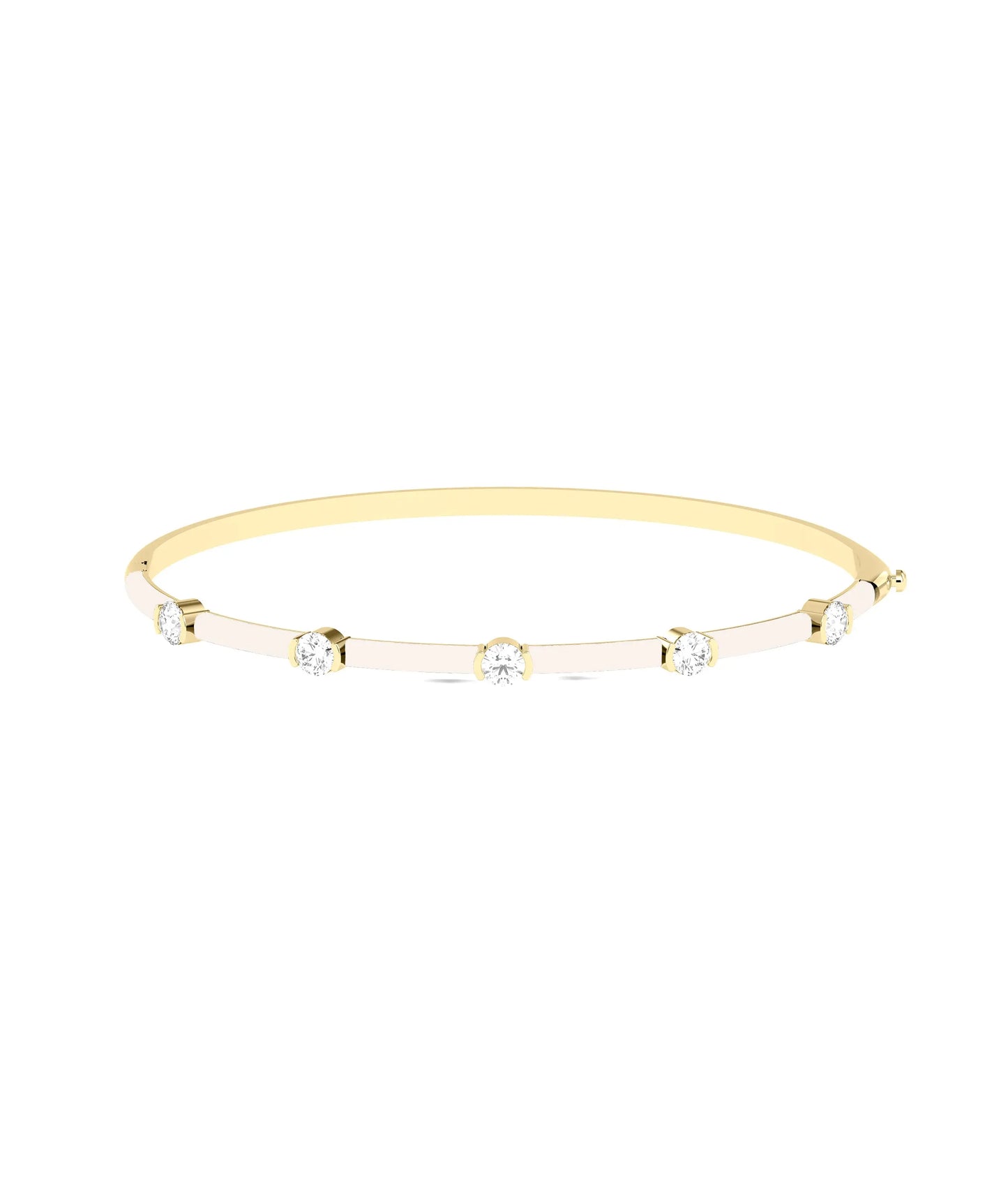 Diamond Station Enamel Bangle - 79e | Everyday 14K Gold Jewelry