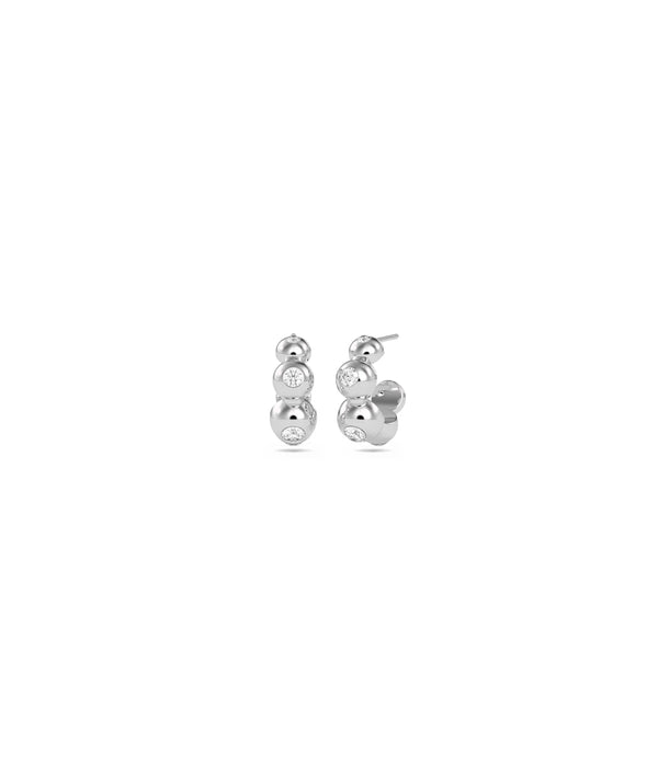 Diamond Bubble Half Hoop Earring - 79e | Everyday 14K Gold Jewelry alternate view