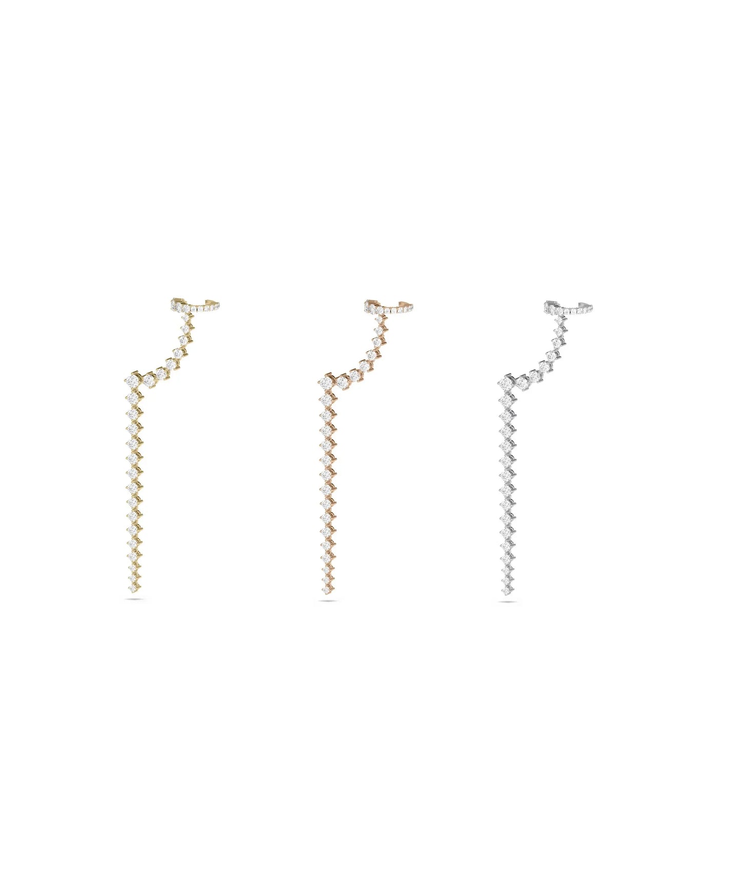 Diamond Cuff Dangle Earrings - 79e | Everyday 14K Gold Jewelry