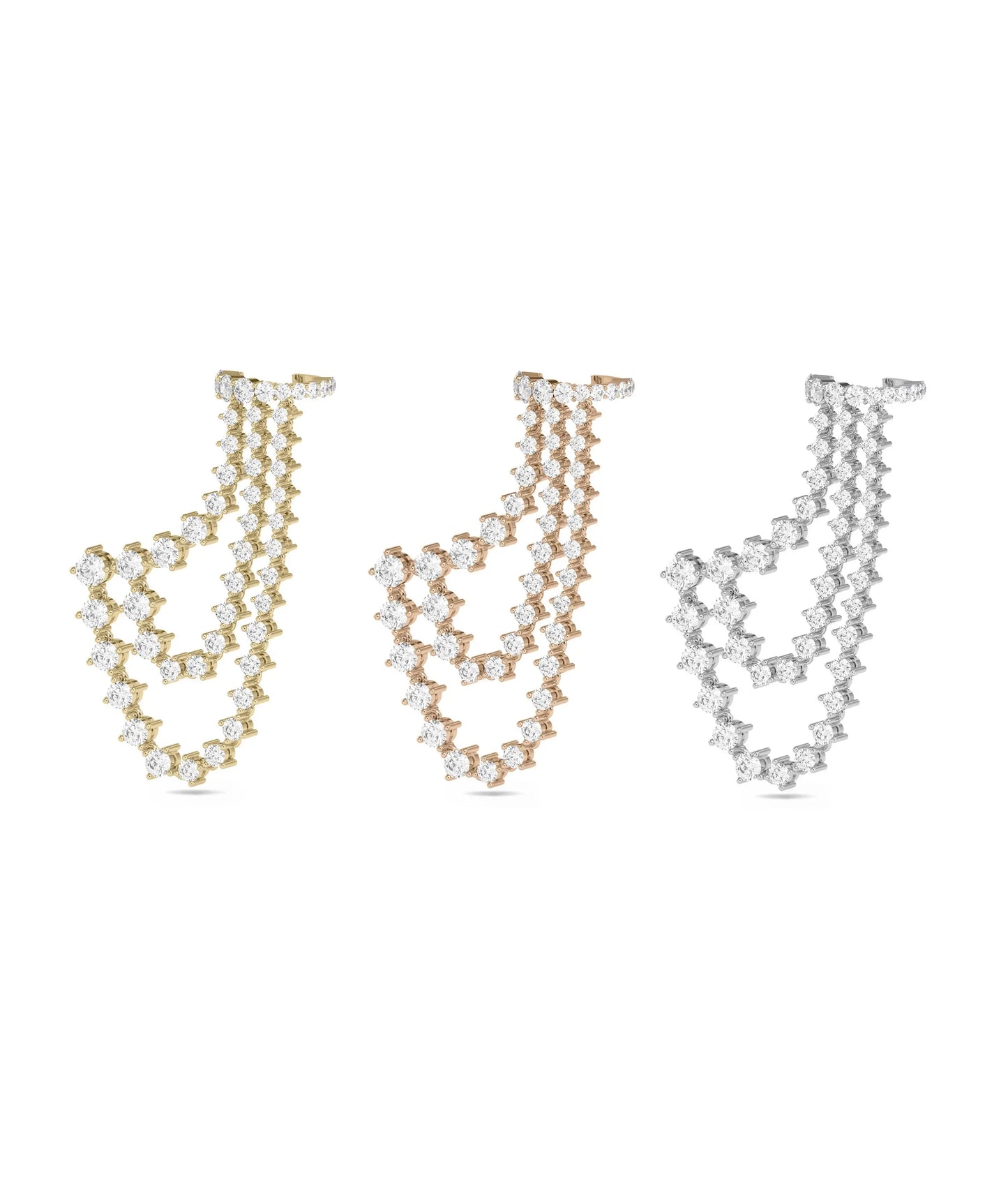 Multi Row Diamond Cuff Dangle Earrings - 79e | Everyday 14K Gold Jewelry