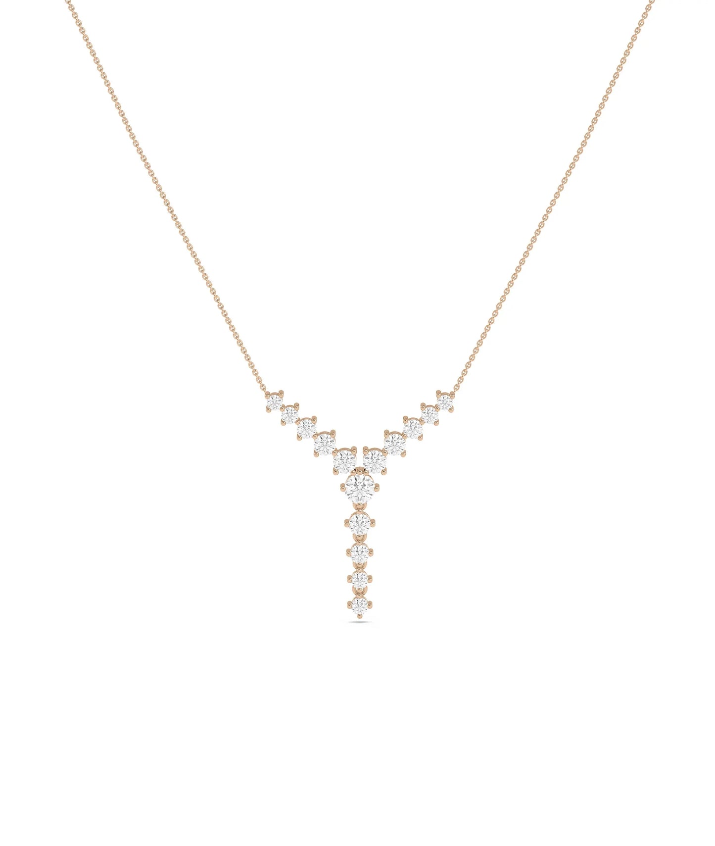 Rose gold Diamond Studded Y Shape featuring full one-carat