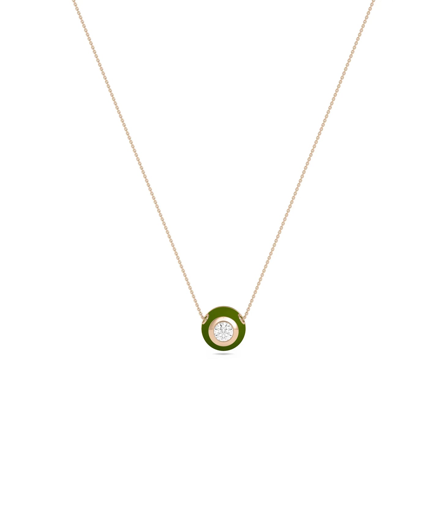 Diamond Bubble Enamel Necklace in rose gold warm playful elegance