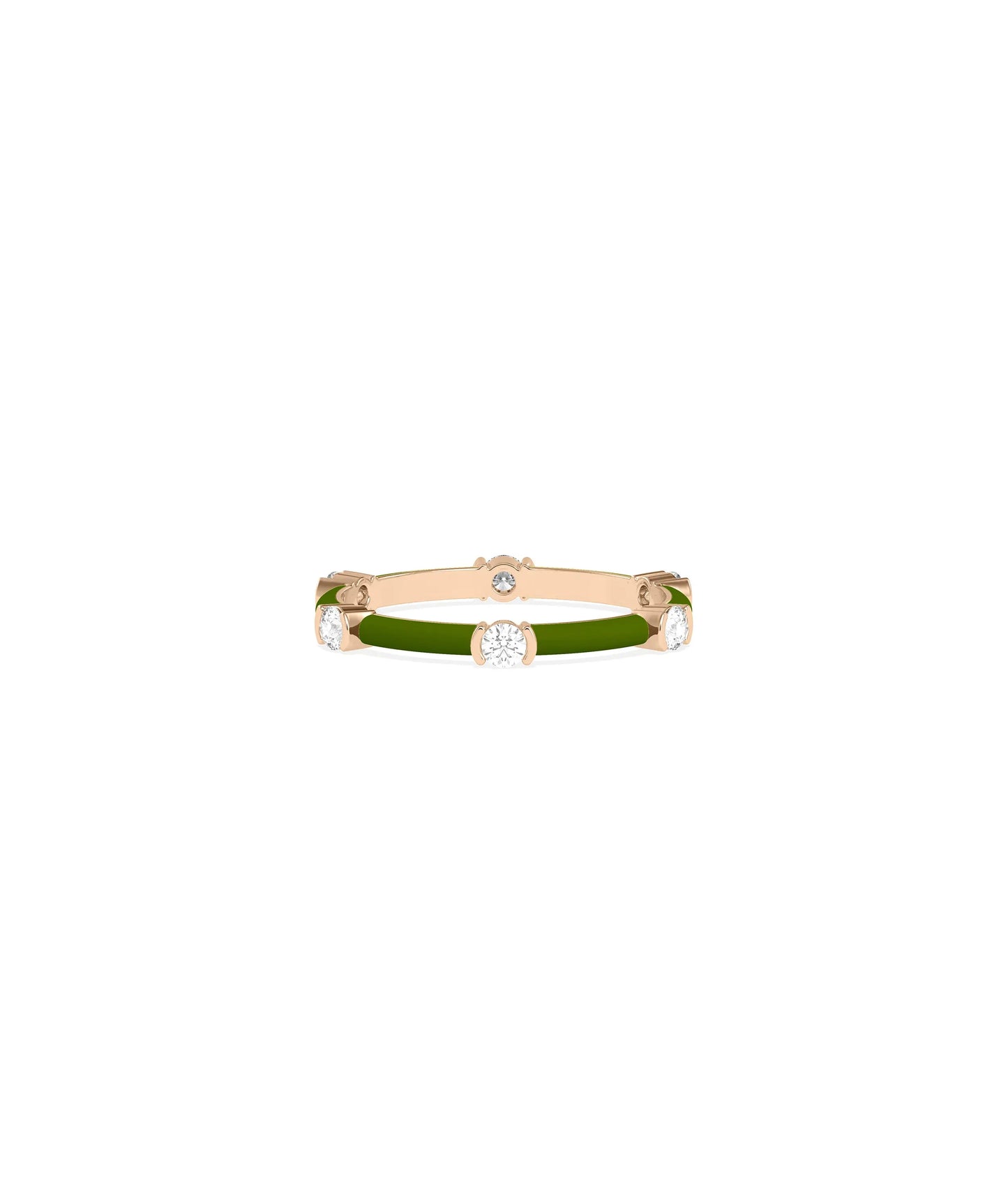 Rose gold Diamond Station Enamel Band Ring with vibrant enamel accents and sparkle