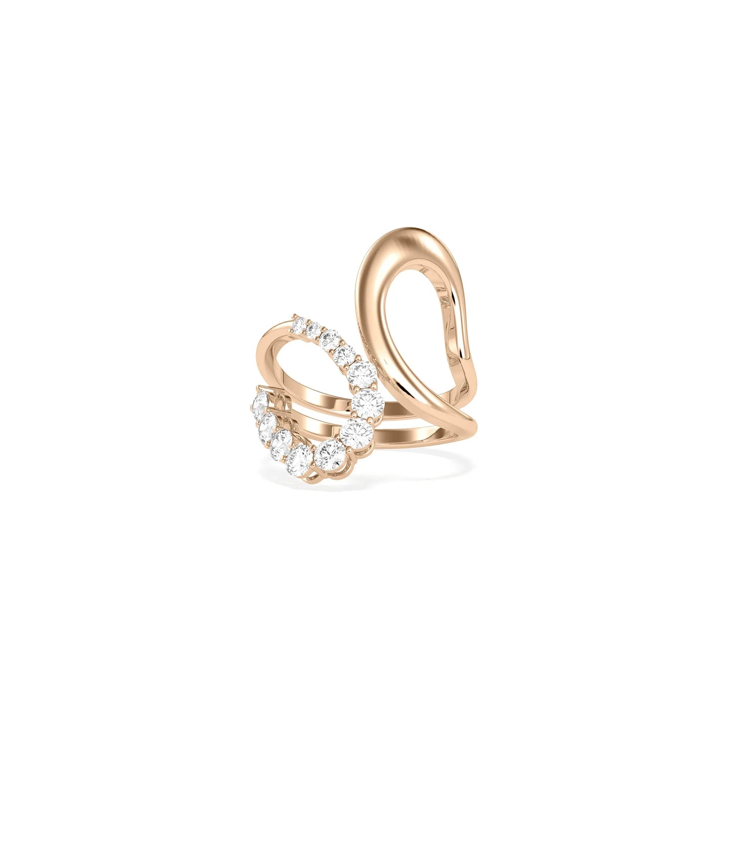 Rose gold Diamond Split Ring with bold split design and substantial sparkle