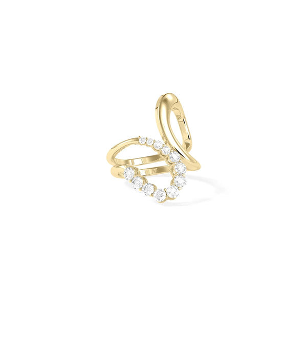 Side view of Diamond Split Ring showing split band architecture and diamond detail alternate view