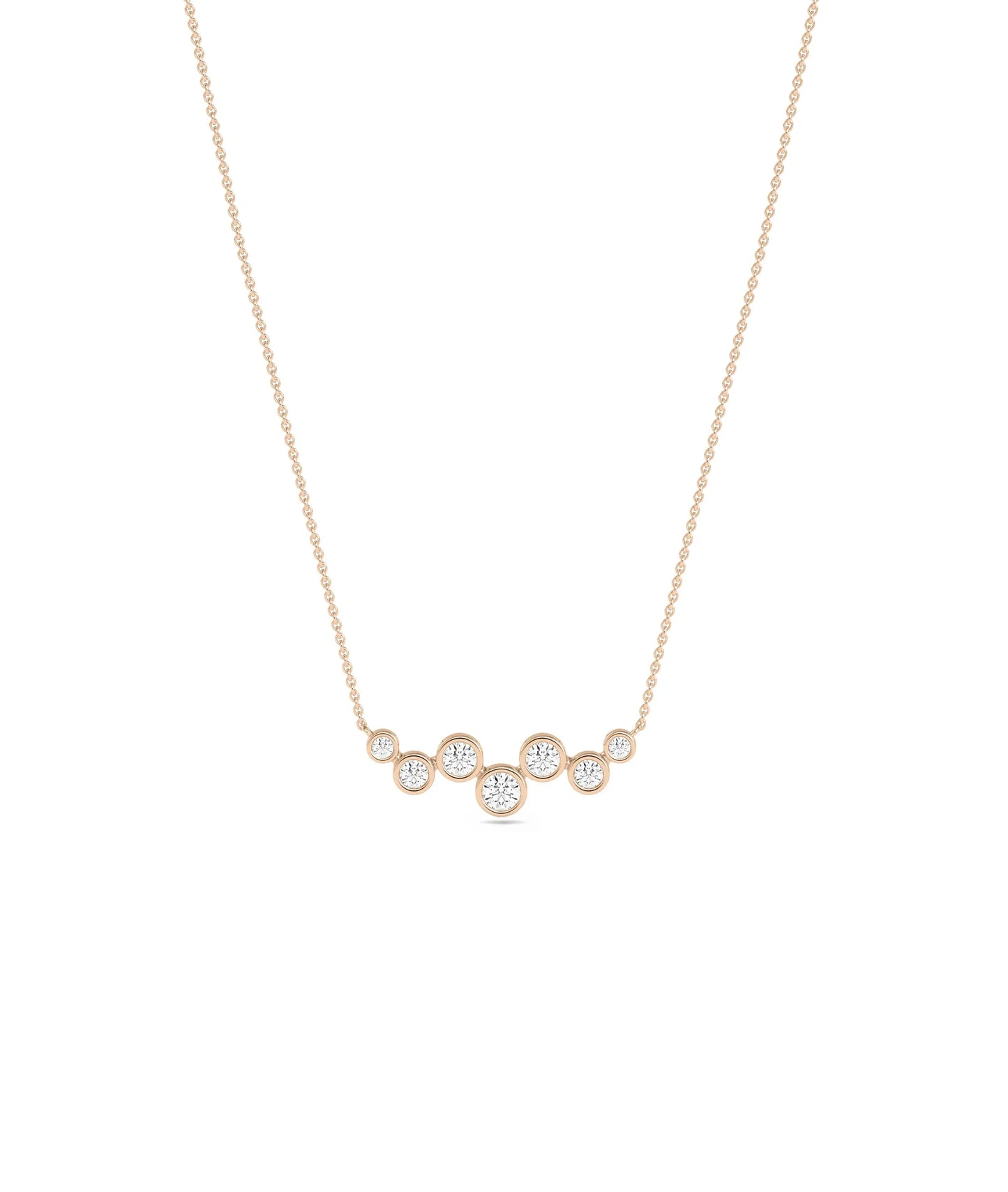 Diamond Bezel Cluster Necklace in rose gold warm modern elegance