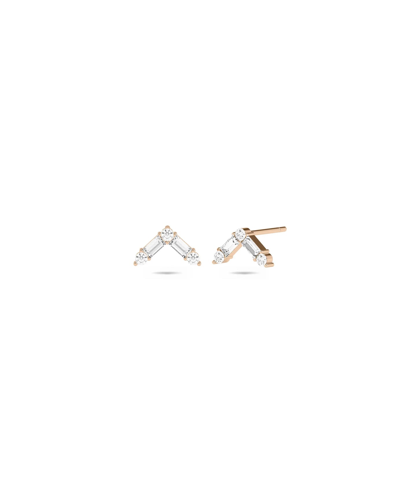 Diamond Baguette Chevron Stud Earring - 79e | Everyday 14K Gold Jewelry
