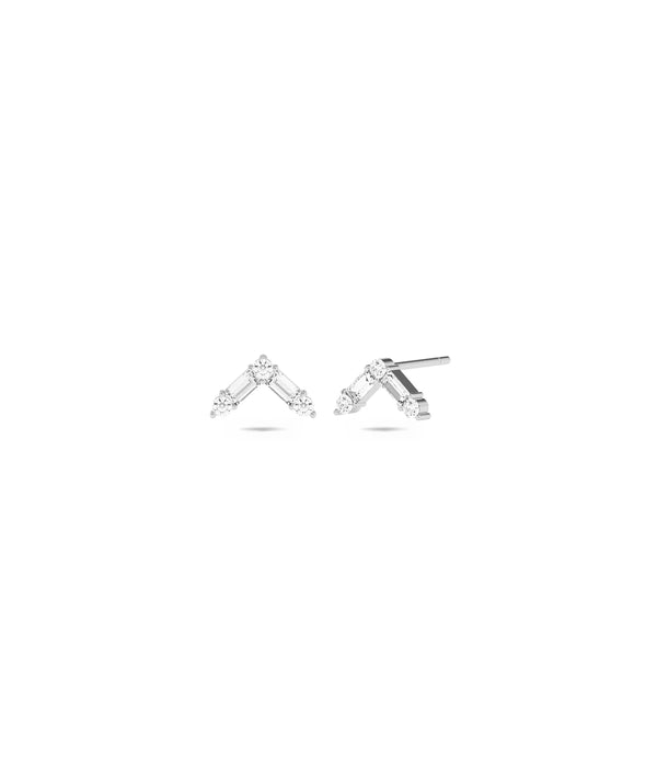Diamond Baguette Chevron Stud Earring - 79e | Everyday 14K Gold Jewelry alternate view