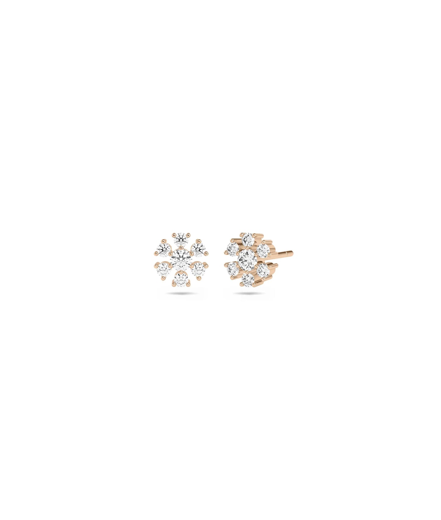 Diamond Flower Stud Earrings - 79e | Everyday 14K Gold Jewelry