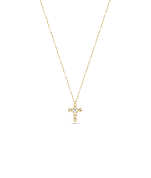 Close-up showing 15mm cross with 0.03 Cttw single diamond accent alternate view