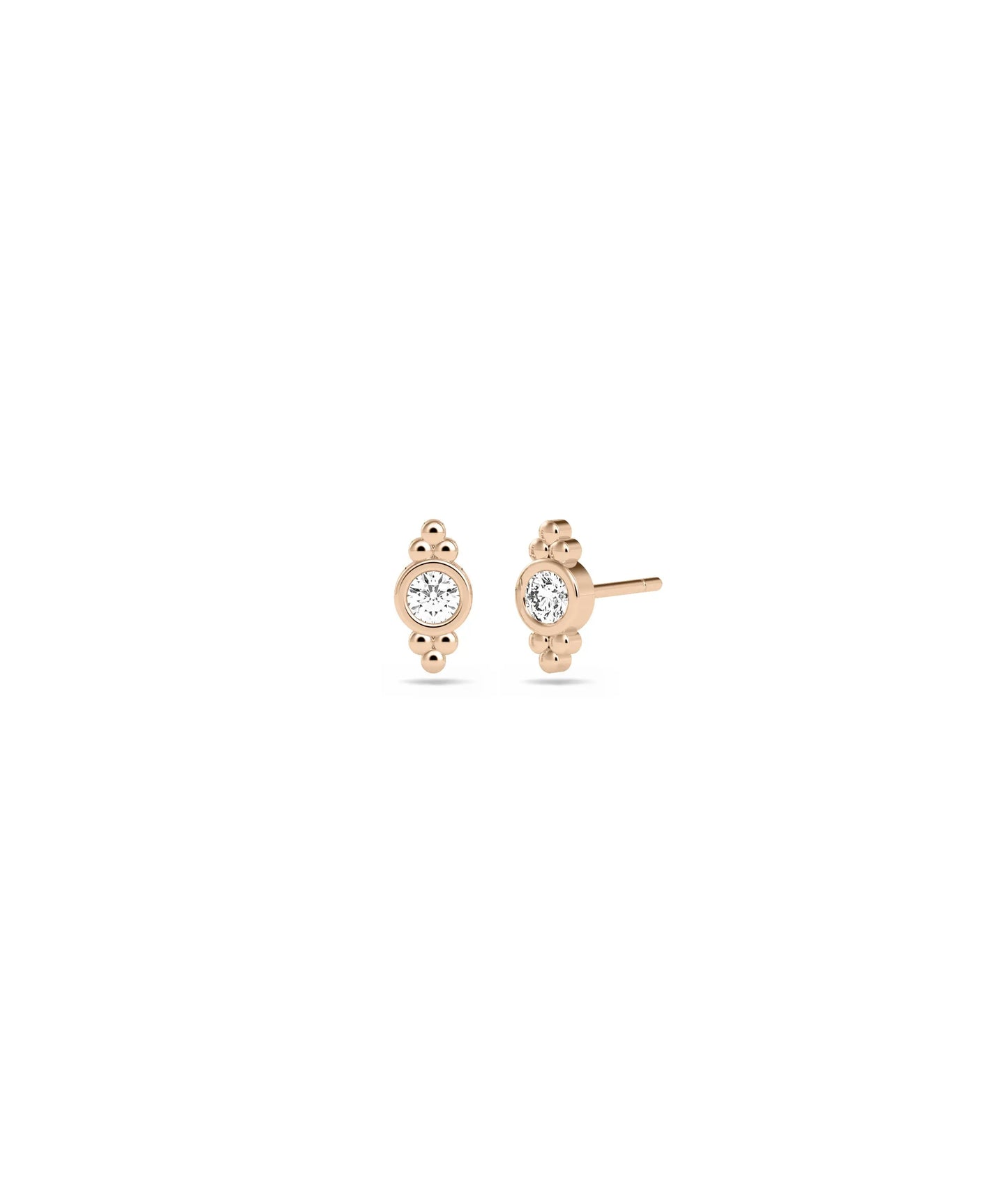 Top and Bottom Beaded Diamond Stud Earrings - 79e | Everyday 14K Gold Jewelry