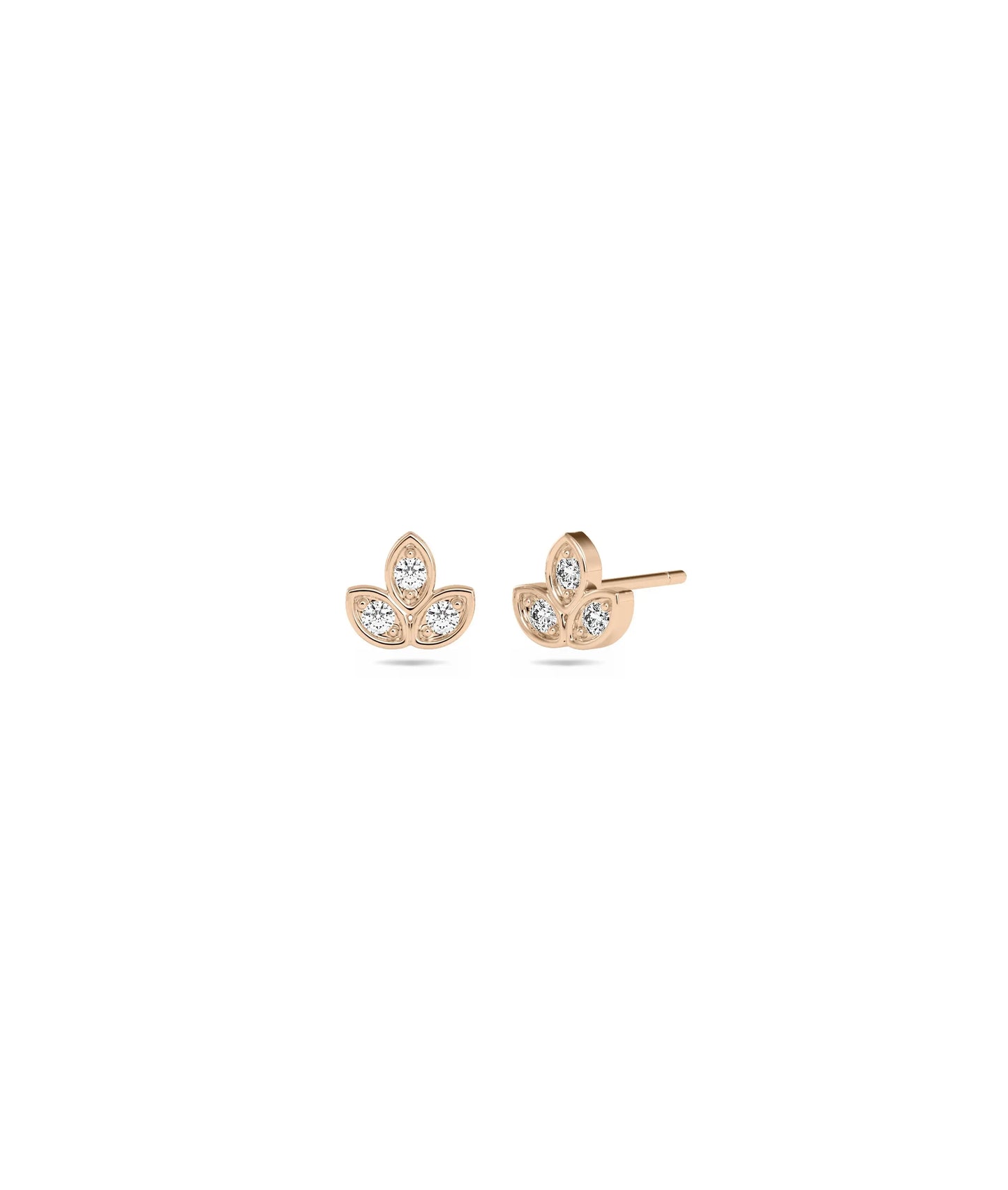 Diamond Leaf Stud Earring - 79e | Everyday 14K Gold Jewelry