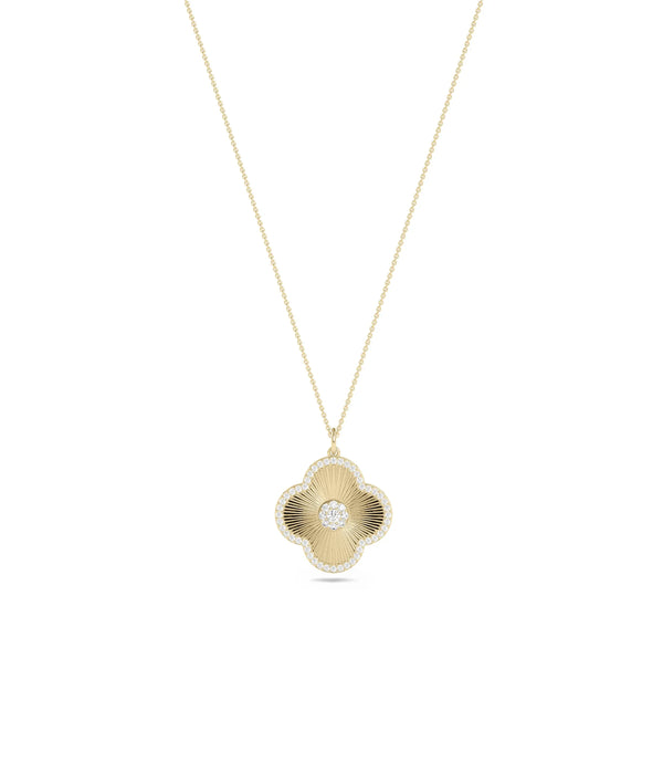 Close-up showing 15mm four-leaf clover with 0.25 Cttw diamond center alternate view