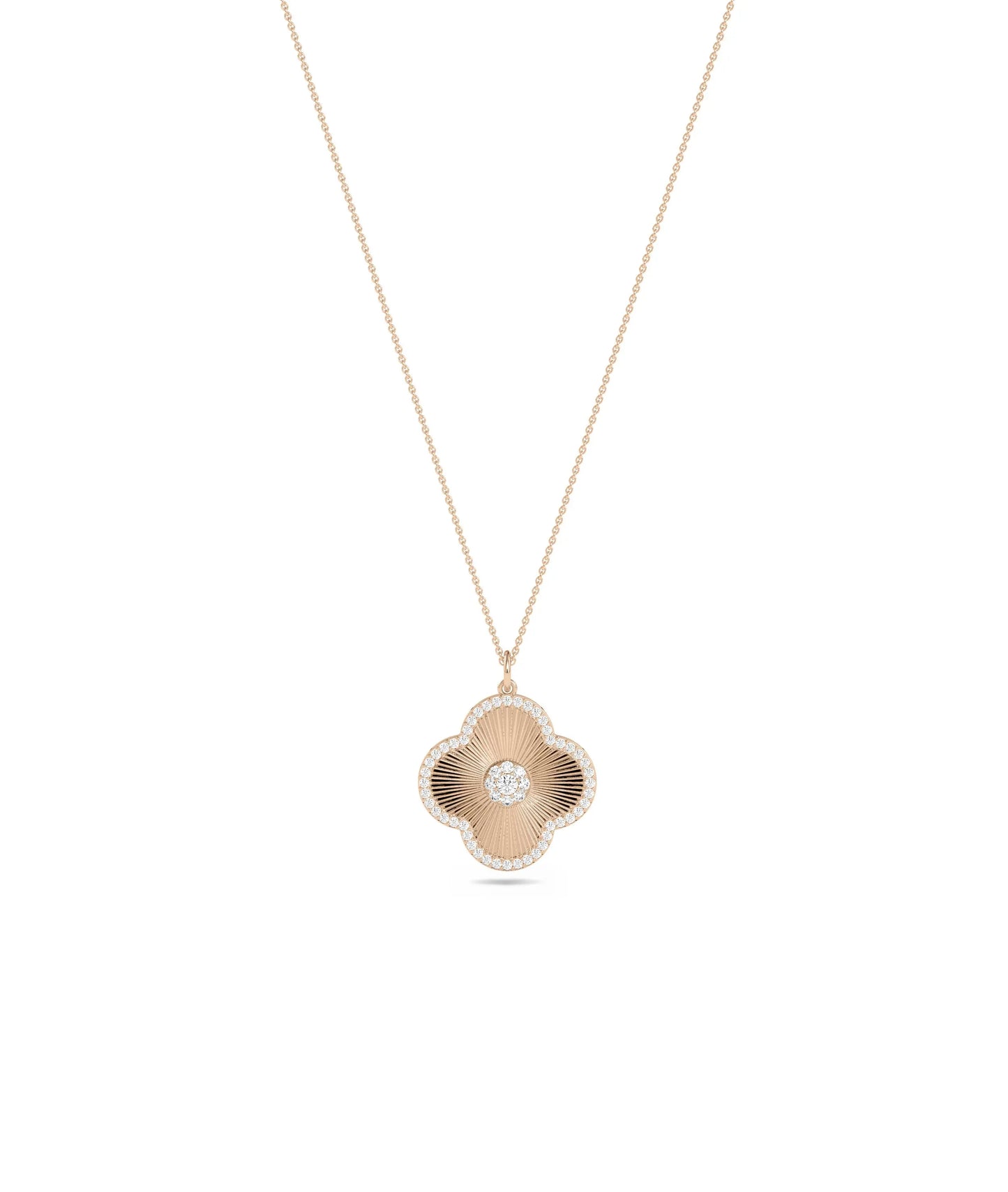 Clover Diamond Charm in rose gold warm lucky elegance