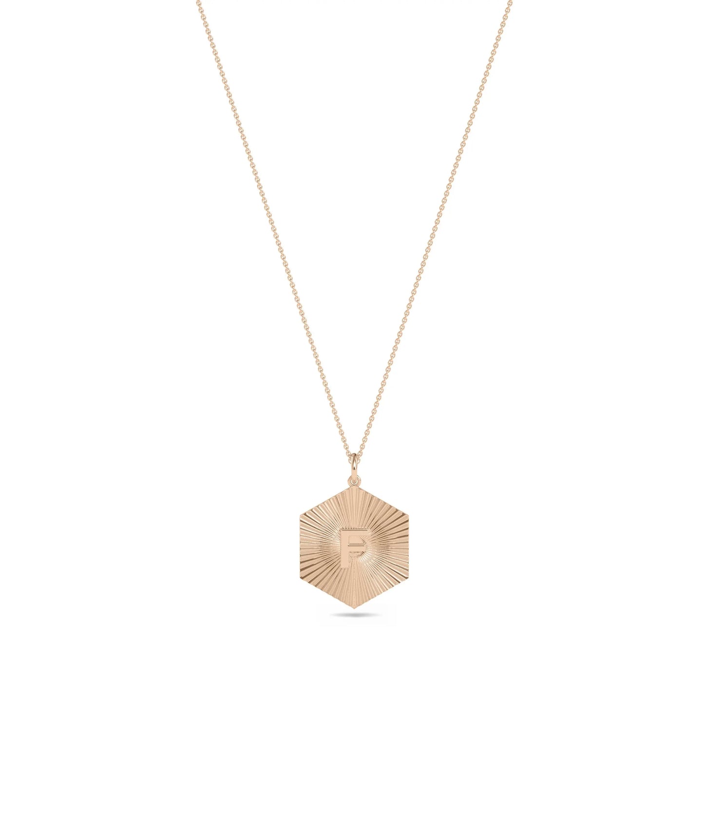 Rose gold Hexagonal Fluted Initial featuring fluted texture