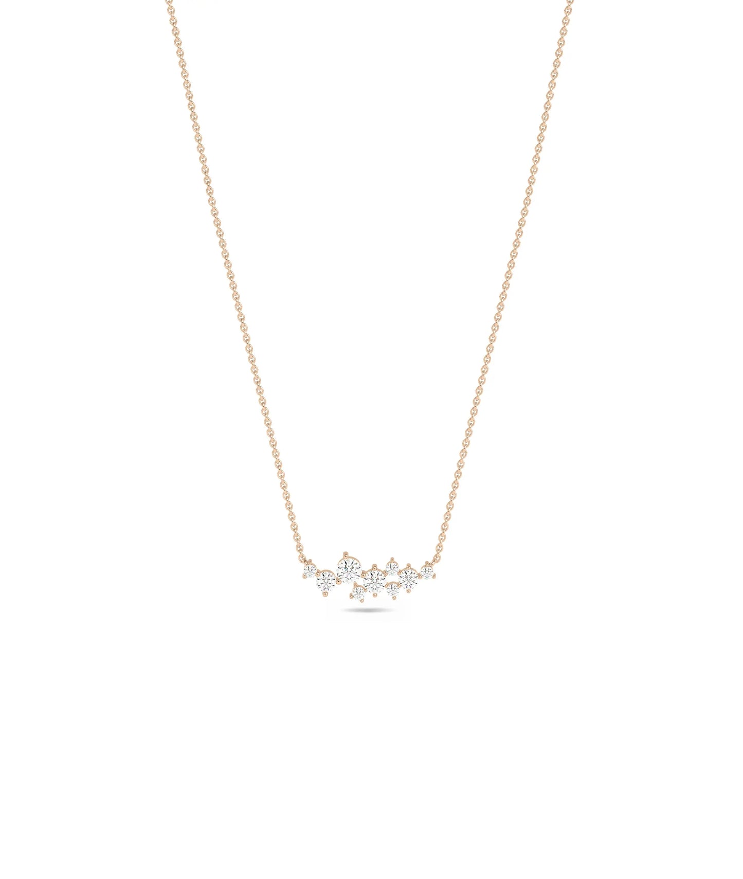 Diamond Cluster Necklace in rose gold warm artistic elegance