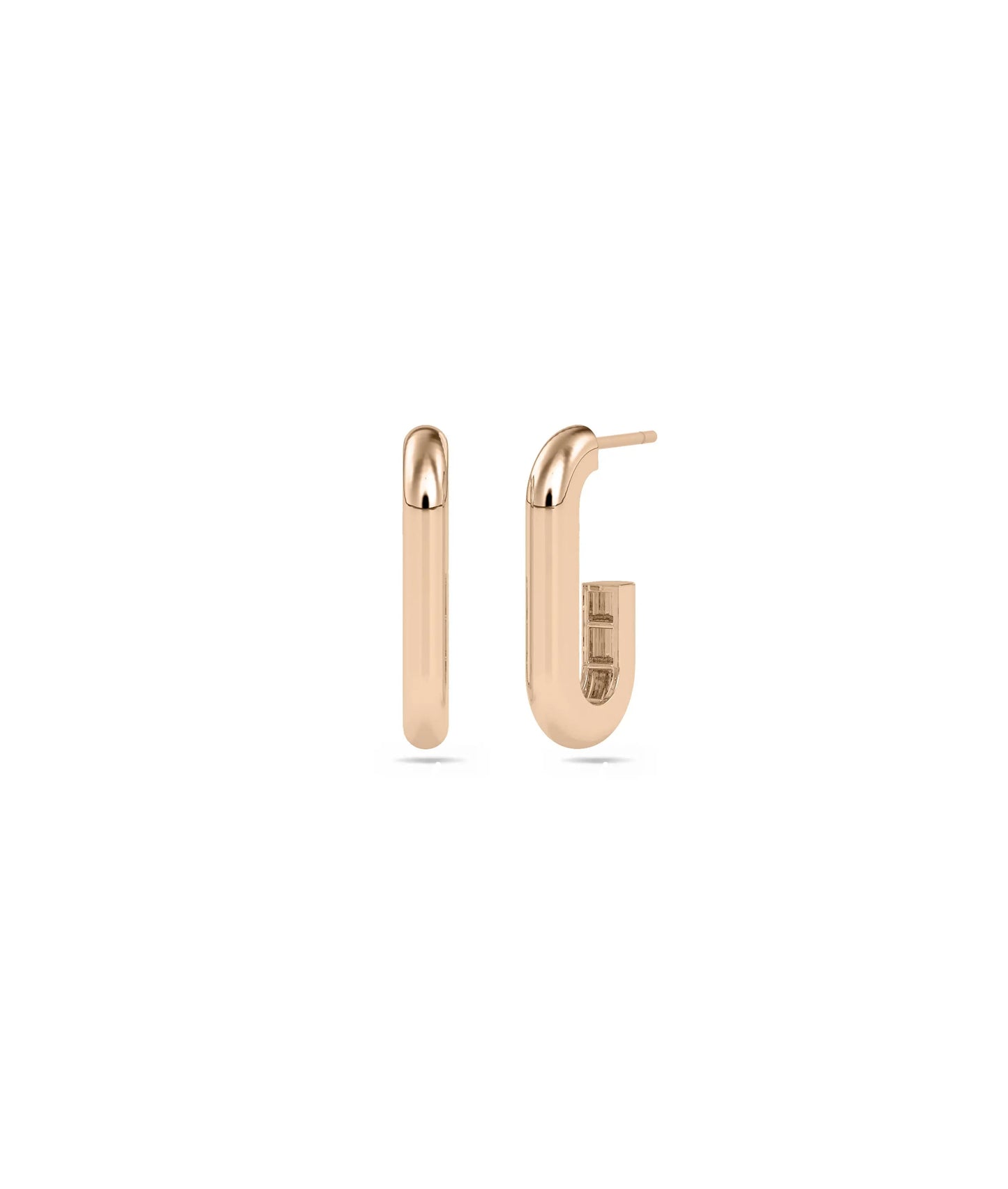 Gold J Shape Hoop Earring - 79e | Everyday 14K Gold Jewelry