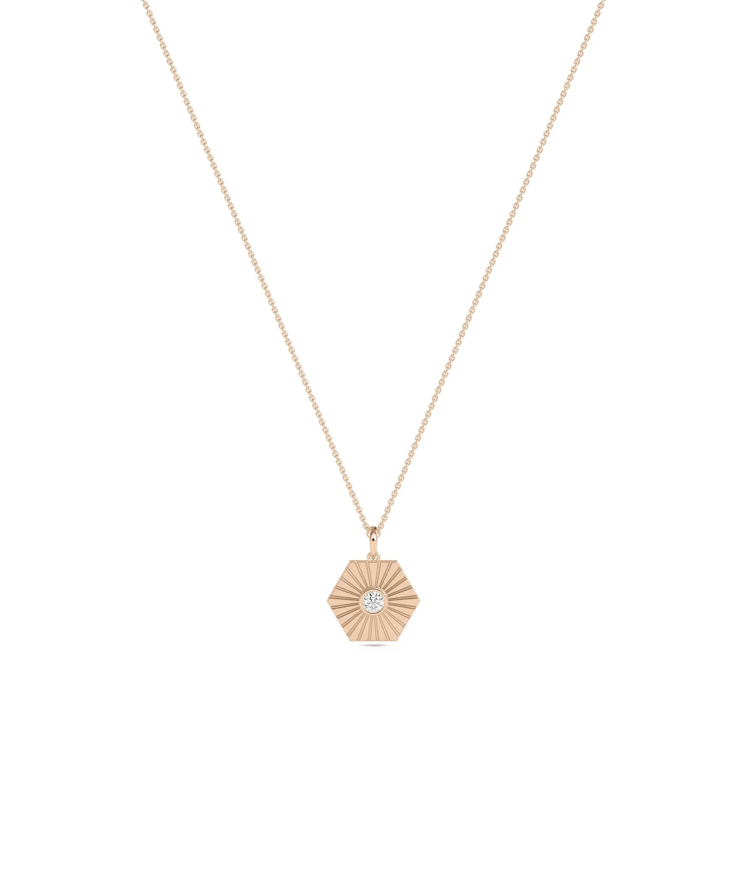 Hexagonal Diamond Charm in rose gold warm modern sophistication