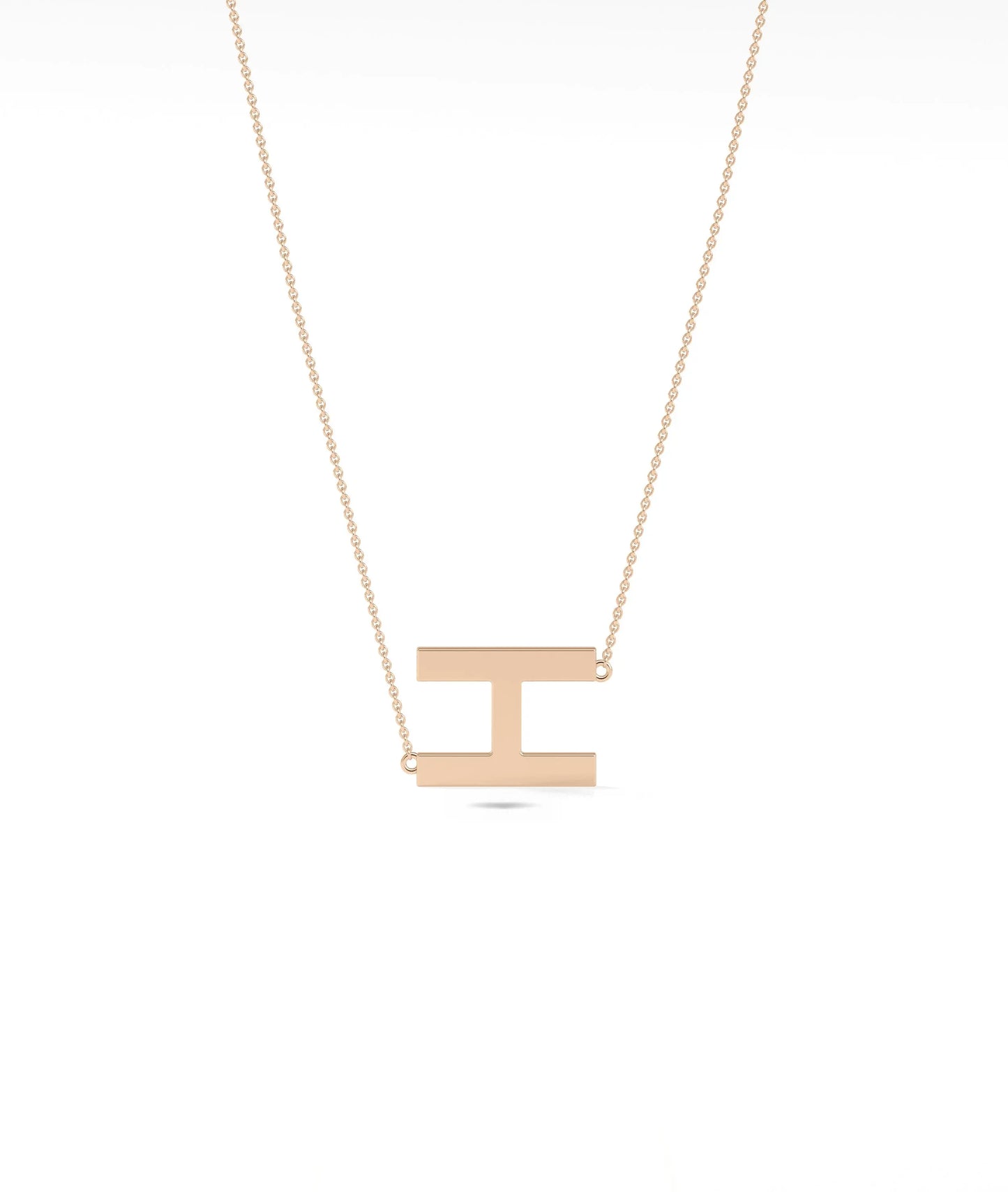 Rose gold Gold Horizontal Initial Necklace with personalized horizontal bar design