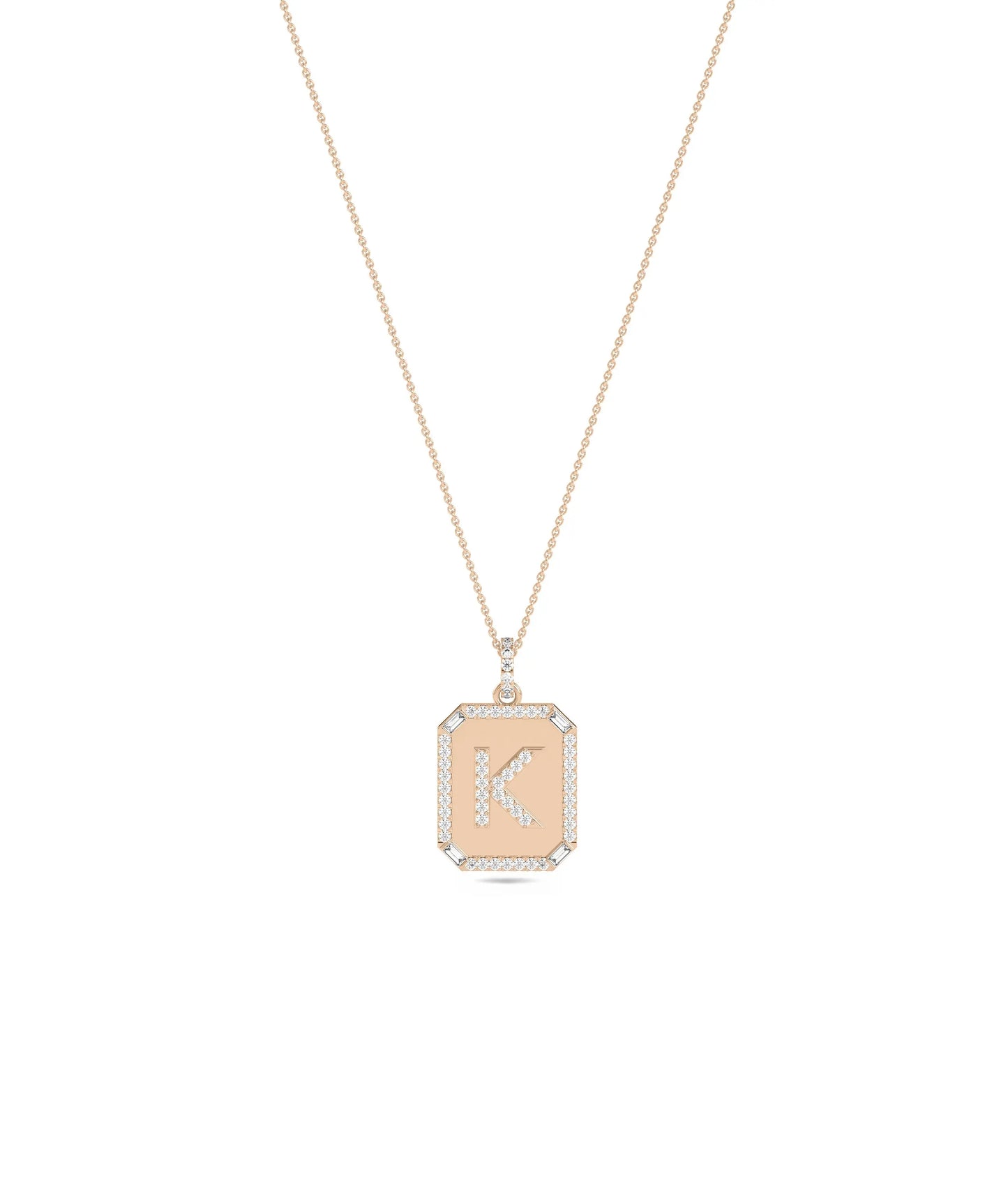 Diamond Biscuit Initial Charm in rose gold warm personalized elegance