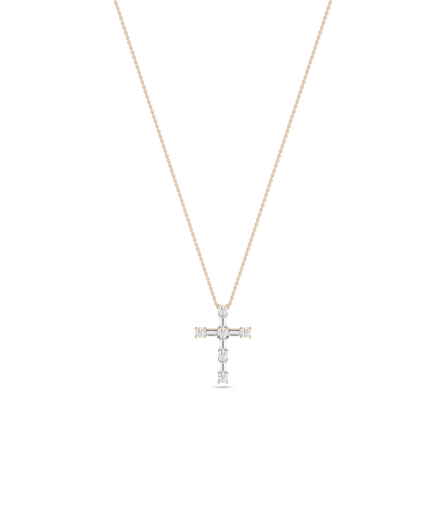 Diamond Cross Charm in rose gold warm spiritual elegance