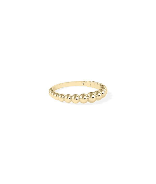 Gold Bubble Bead Band Ring side angle displaying dimensional bead detail alternate view