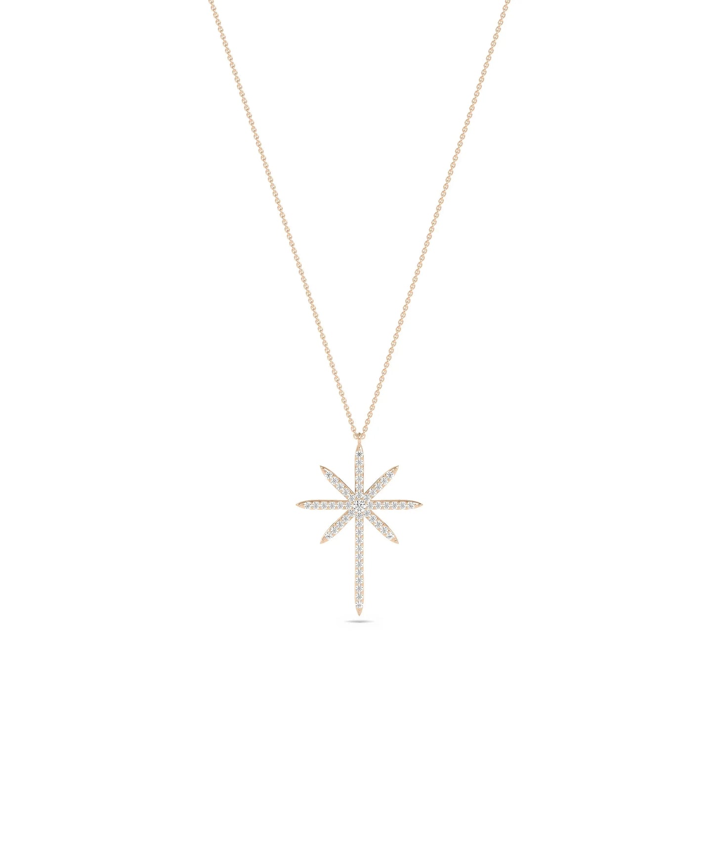 Rose gold Diamond Star Cross featuring substantial sparkle