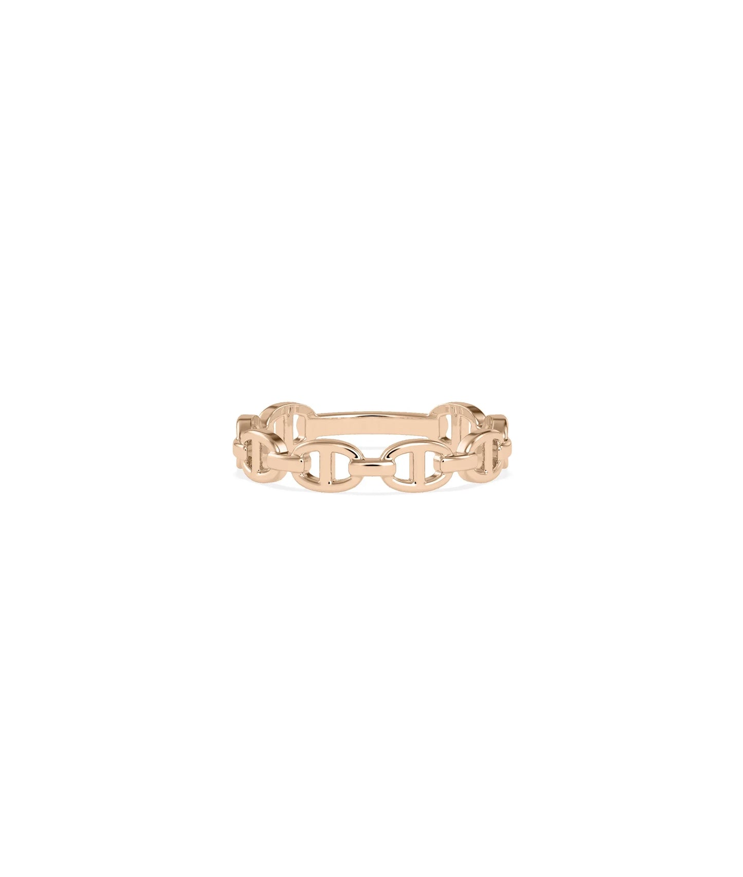 Rose gold naval ring featuring nautical chain design and timeless charm