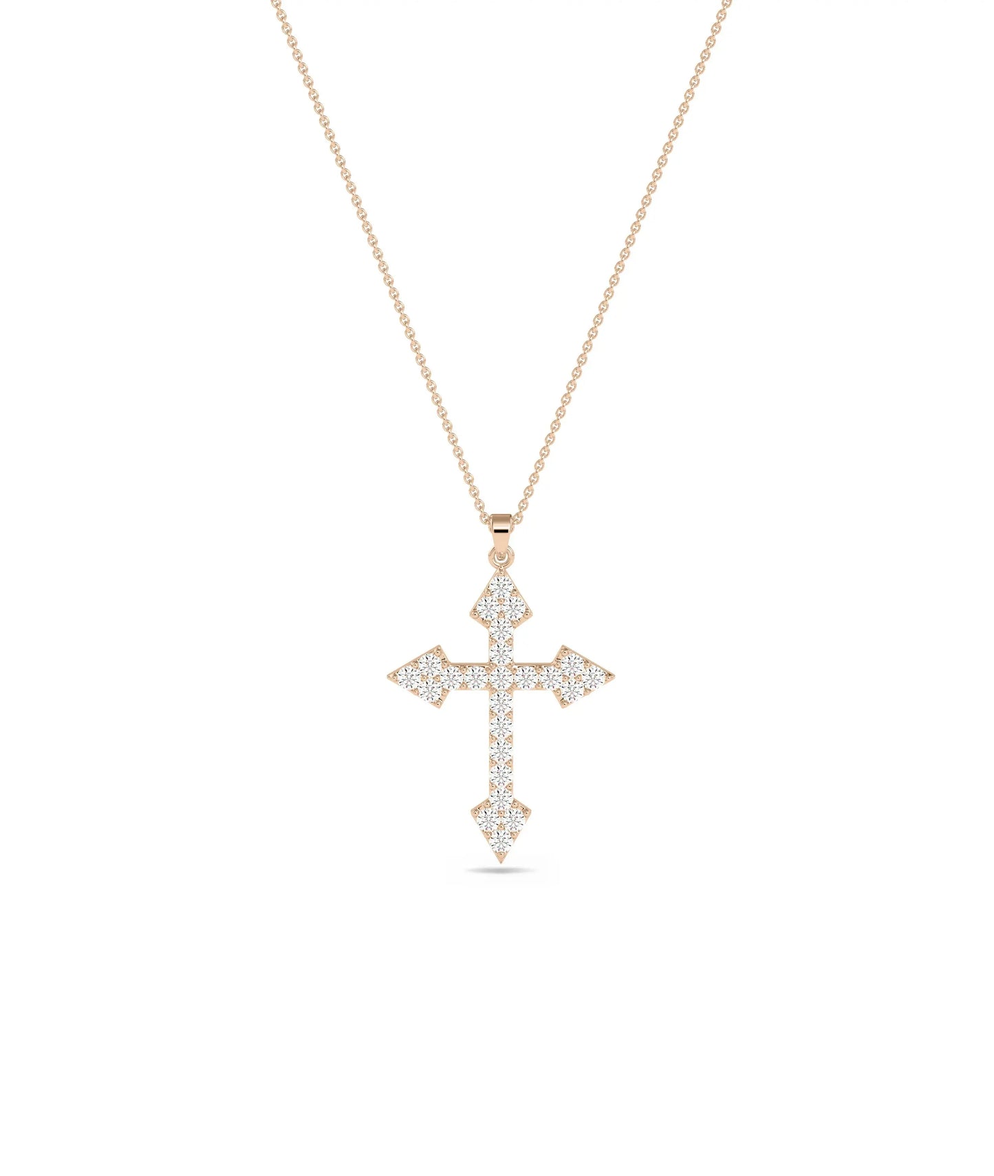 Rose gold Diamond Pave Cross featuring substantial sparkle