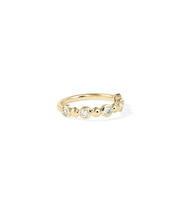 Side view of Diamond Solitaire and Bead Band Ring showing 4mm width and bead texture alternate view