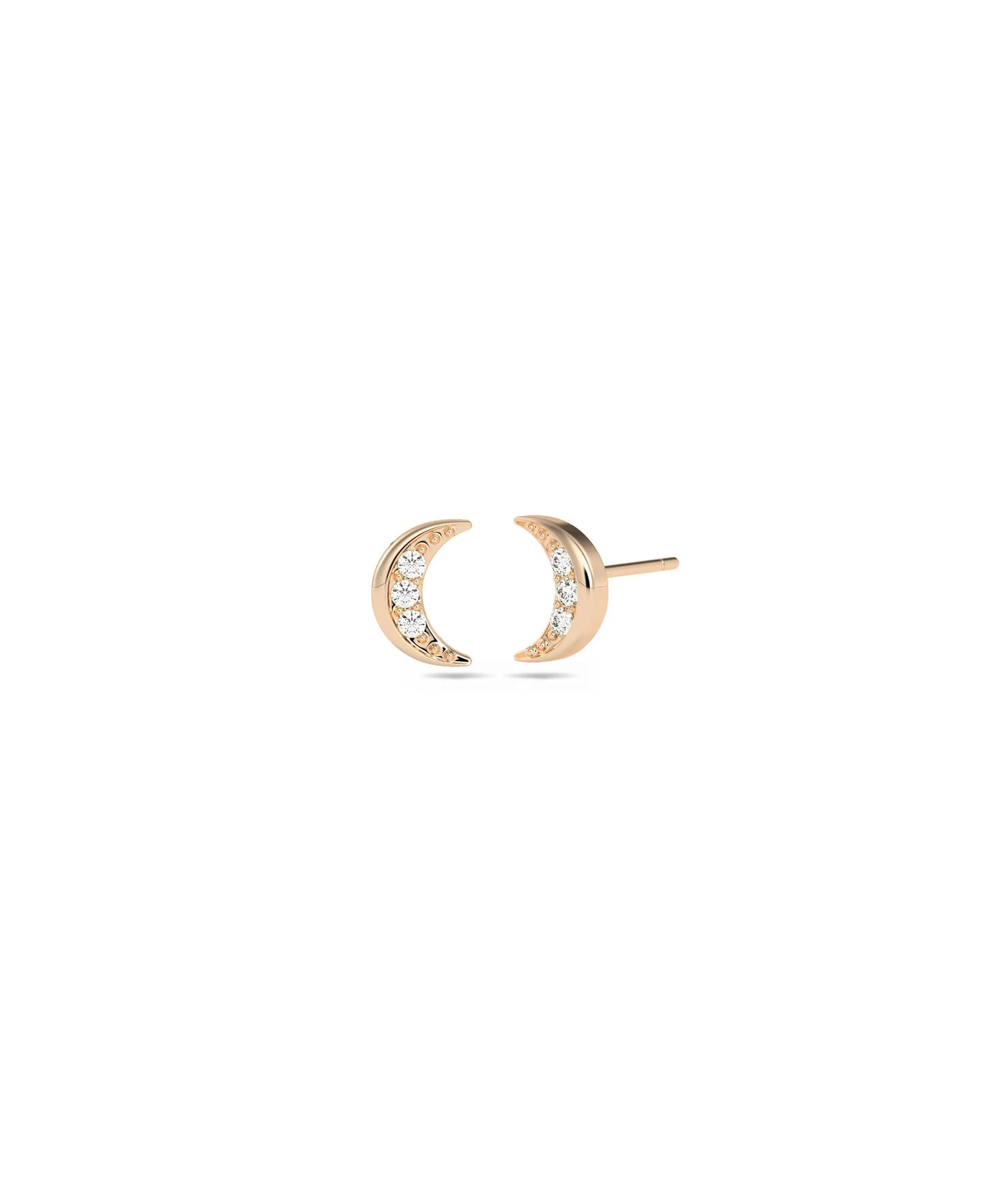 Diamond Half Moon Stud Earring - 79e | Everyday 14K Gold Jewelry