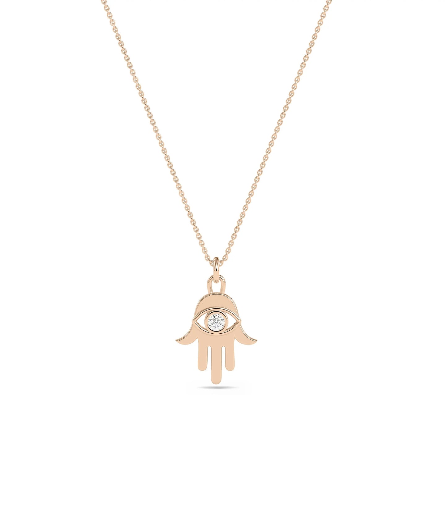 Rose gold Hamsa Diamond Solitaire featuring delicate sparkle