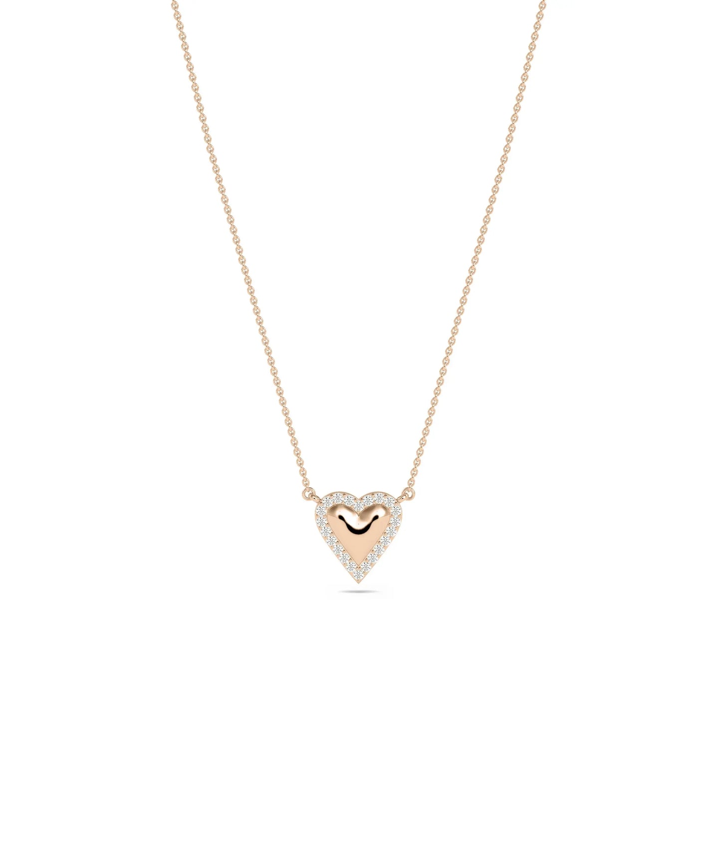 Rose gold Diamond Bubble Heart featuring dimensional sparkle