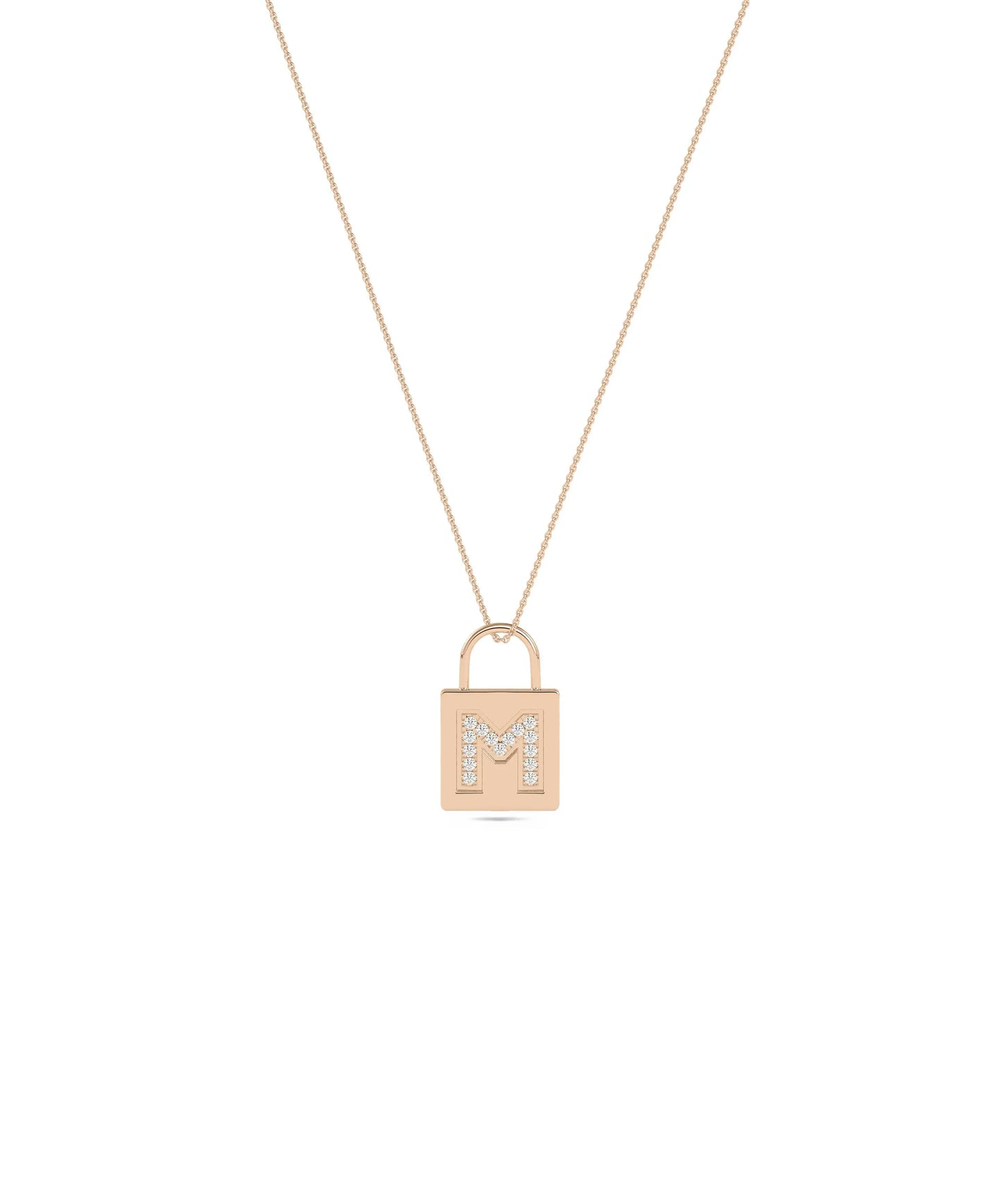 Rose gold Lock Diamond Initial featuring personalized sparkle