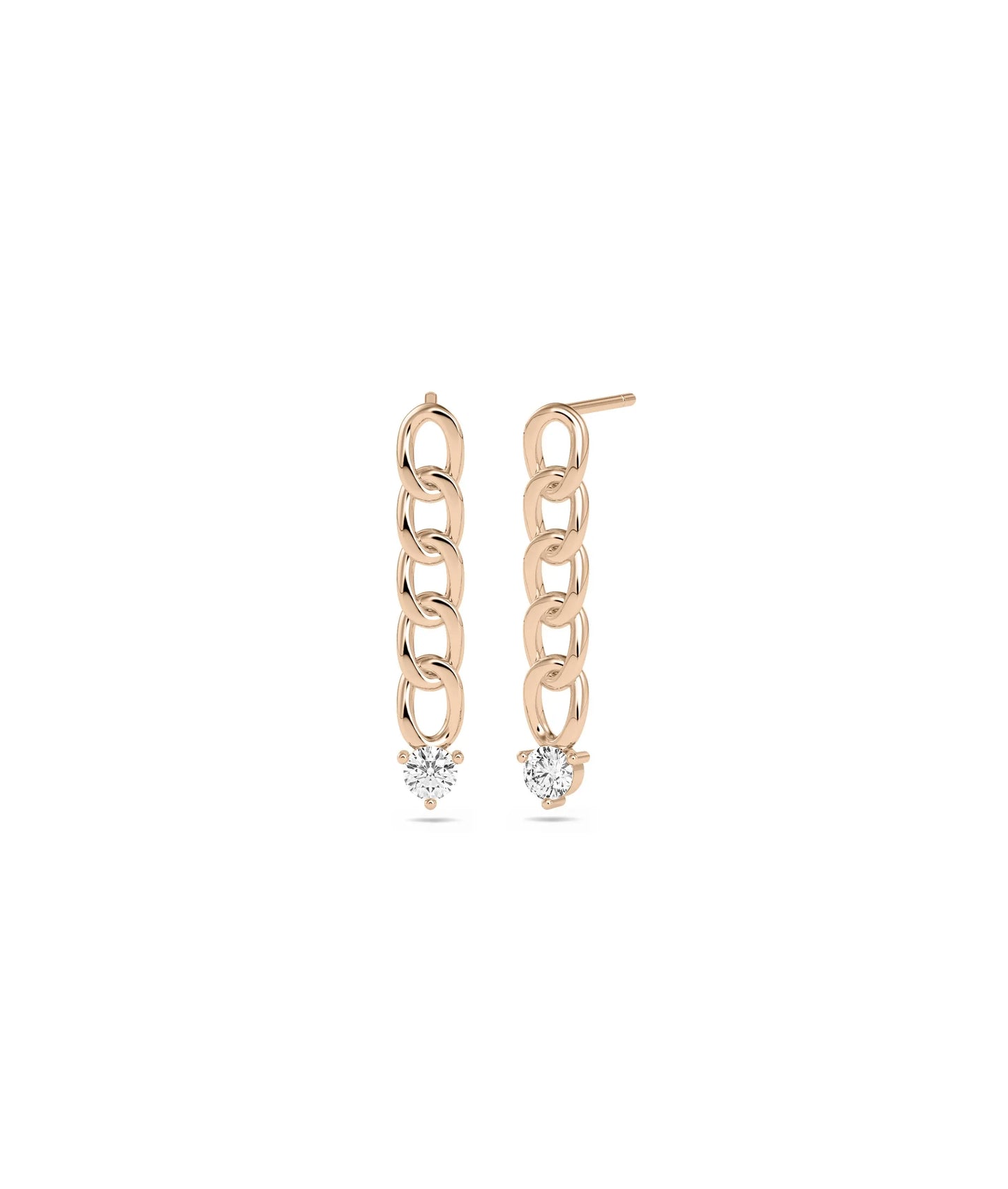 Curb Link Diamond Solitaire Earring - 79e | Everyday 14K Gold Jewelry
