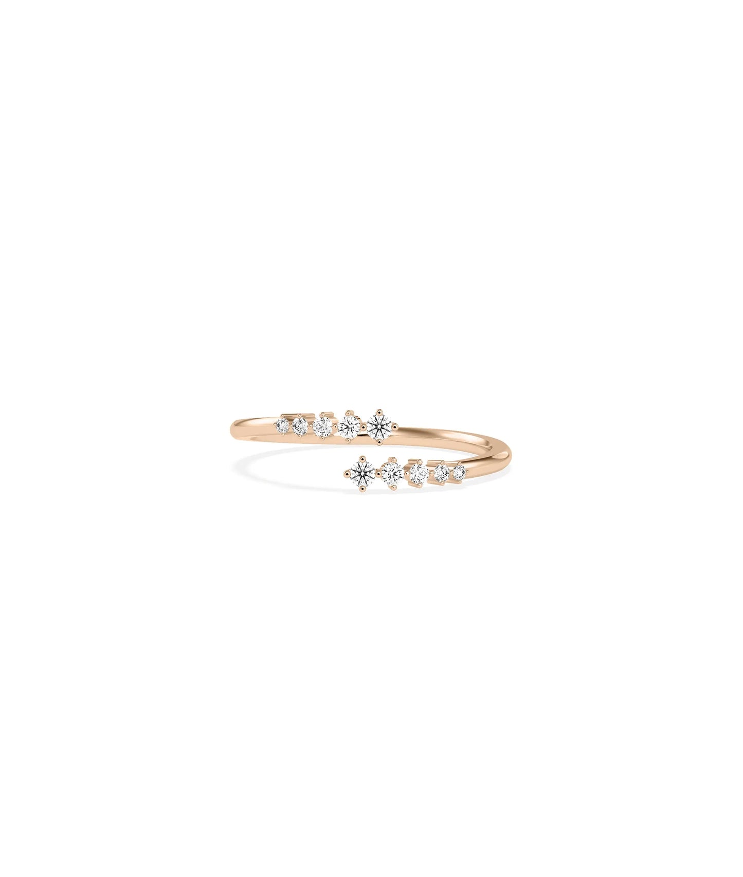 Rose gold Diamond Graduating Bypass Ring with elegant progressive diamond sizing
