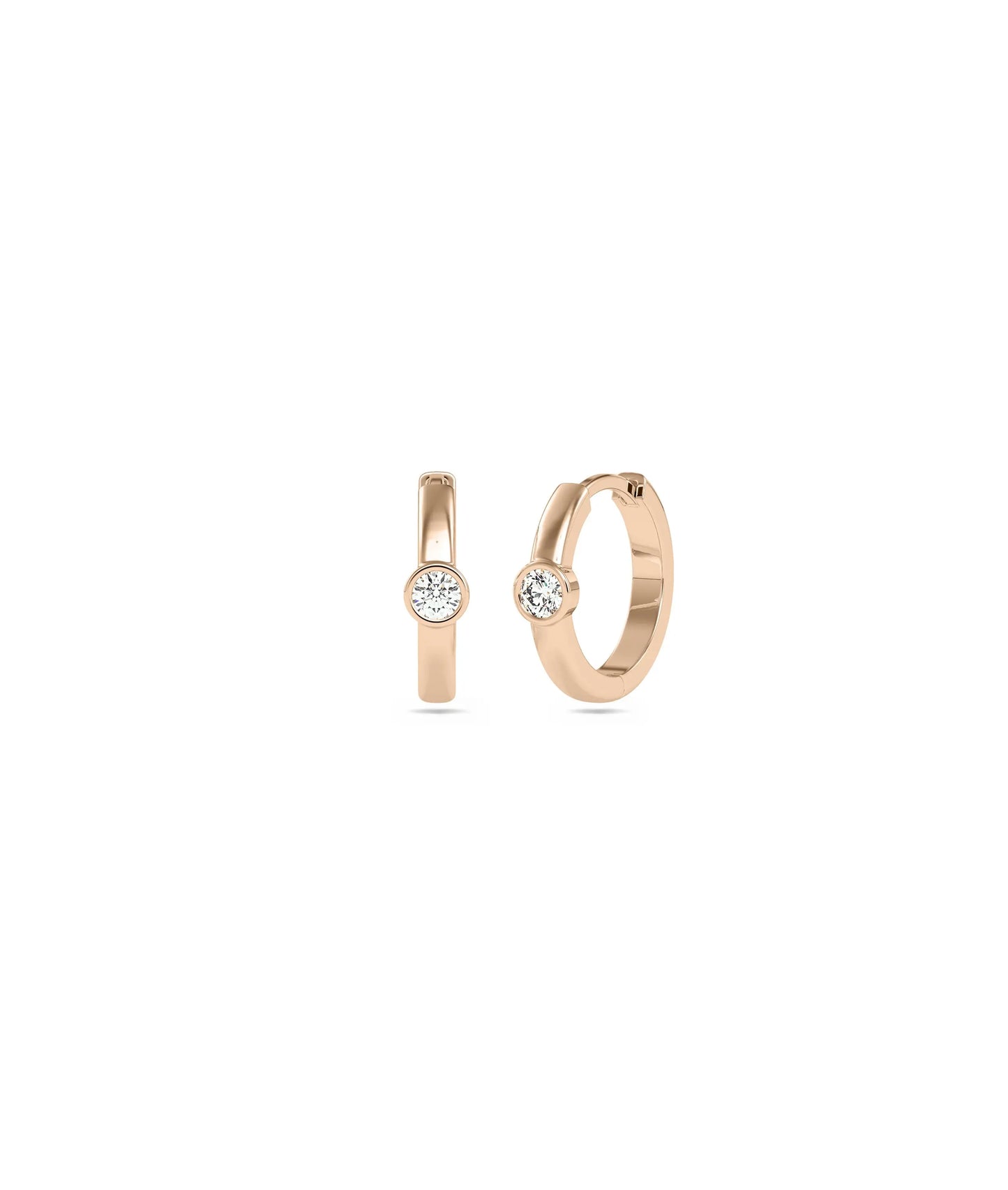 Diamond Bezel Set Solitaire Hoop Earring - 79e | Everyday 14K Gold Jewelry