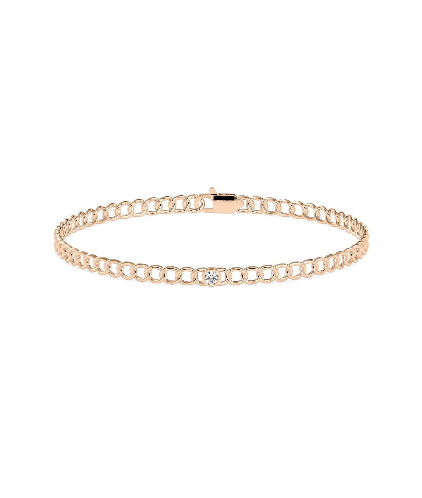 Diamond Solitaire Curb Link Bracelet - 79e | Everyday 14K Gold Jewelry