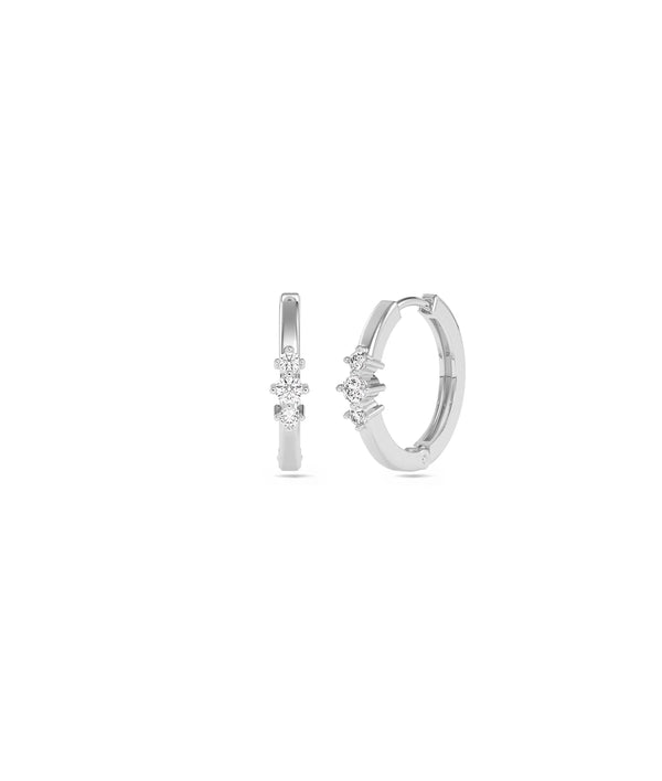 Diamond 3 Stone Hoop Earring - 79e | Everyday 14K Gold Jewelry alternate view