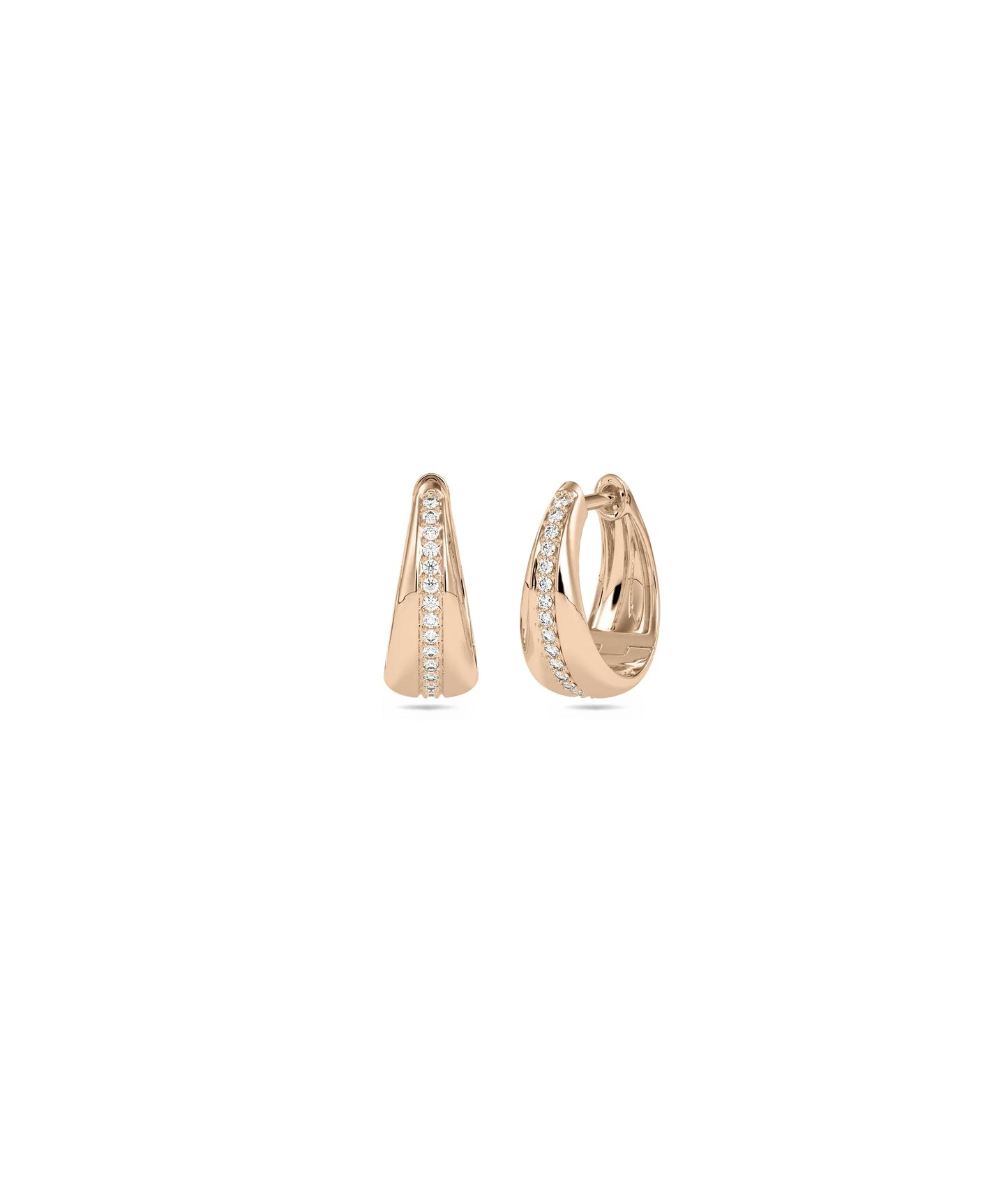 Diamond Line Dome Hoop Earring - 79e | Everyday 14K Gold Jewelry