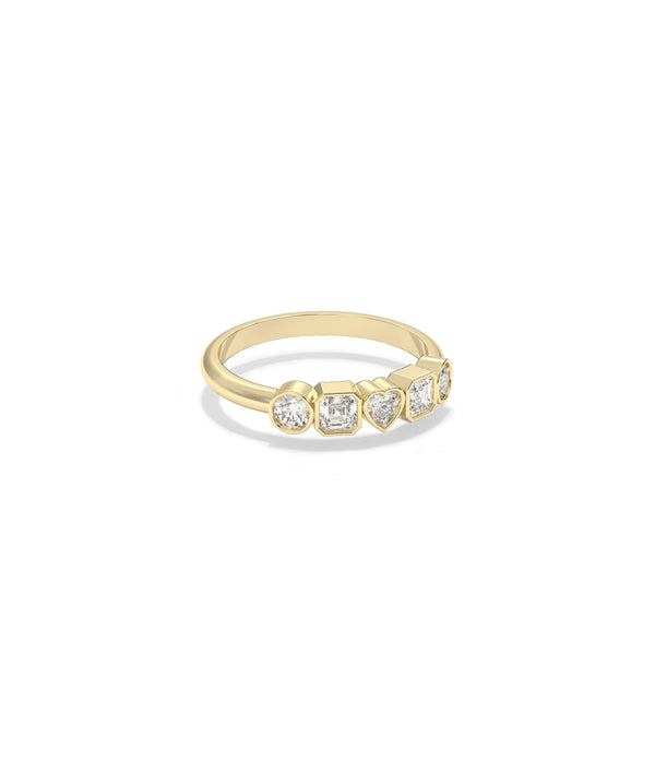 Side view of Multi Shape Diamond Band Ring highlighting shape variety alternate view