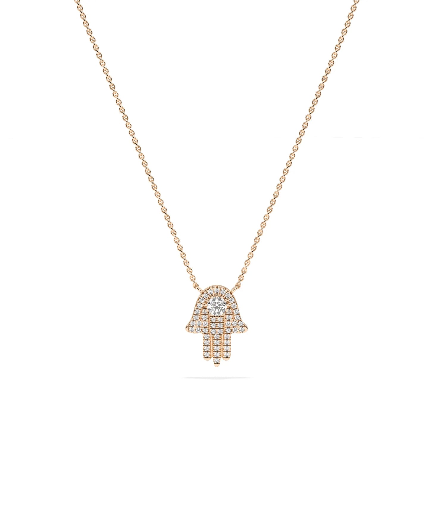Rose gold Diamond Hamsa featuring substantial sparkle